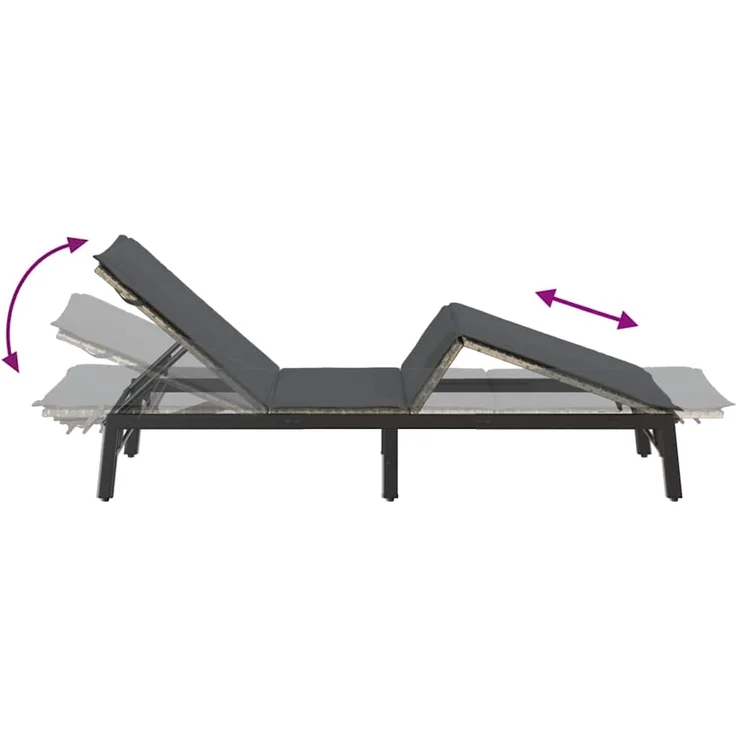 vidaXL Sonnenliege mit Auflage Hellgrau Poly Rattan 4104084 – Bild 8