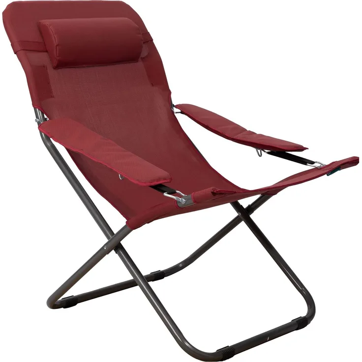 HOMECALL Camping-Klappstuhl mit 2x1 Textilene und verstellbarer Rückenlehne - Rot