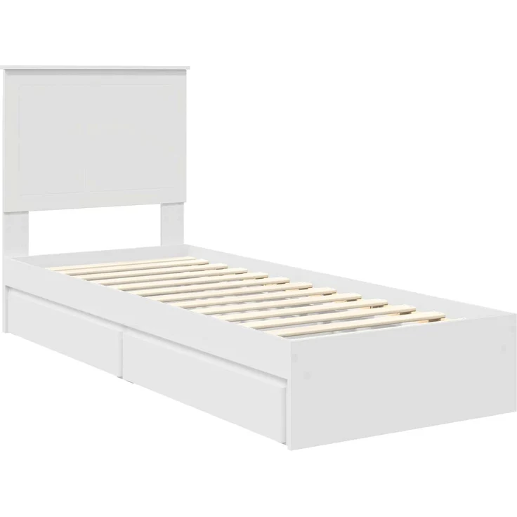 vidaXL Aufbewahrungsbett mit Kopfteil Weiß 75 x 190 cm Holzwerkstoff 3411257 – Bild 3