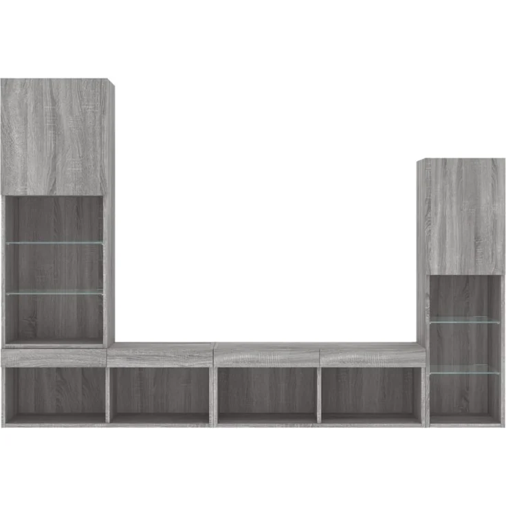 vidaXL 4-tlg. Wohnwand mit LED-Beleuchtung Grau Sonoma Holzwerkstoff 3216659 – Bild 2