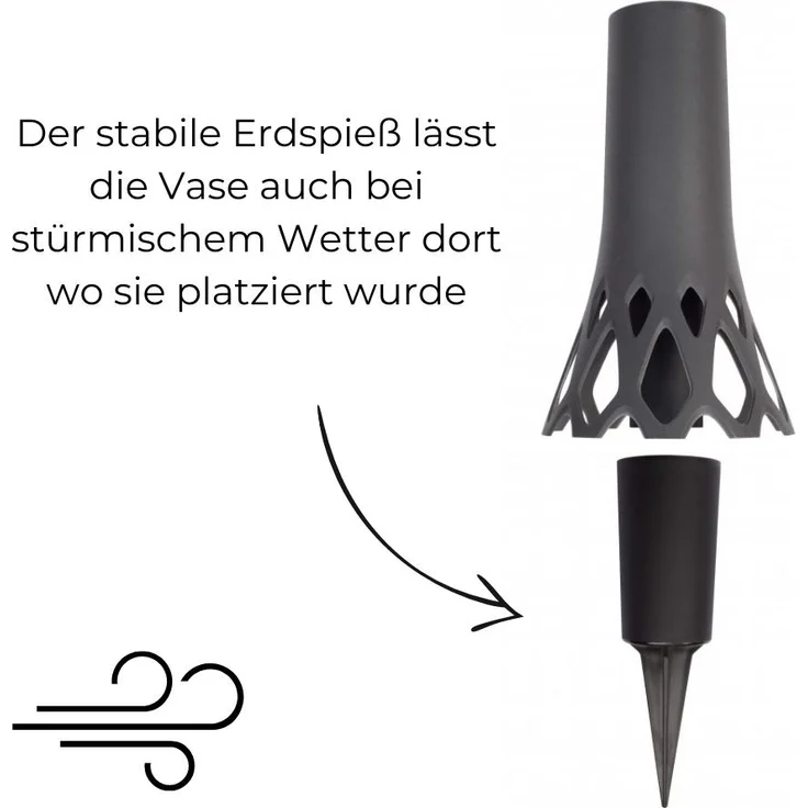 GarPet Blumentopf Grabvase Roseta mit Erdspieß Friedhof Vase Grabschmuck Kunststoff – Bild 5