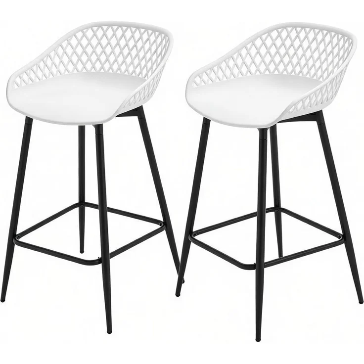 Chic Tischhockel,Barhockel mit Fußlehne,Küchenstuhl,Gartenhohler(nur mit 2Pcs Hocker)--Weiß--48.5x47x84.5cm--YOUDENOVA – Bild 6