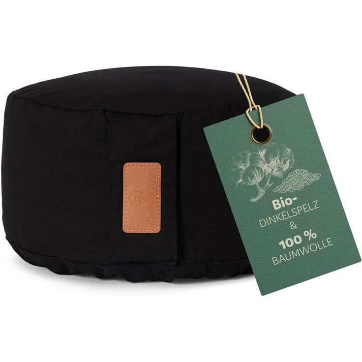 #DoYourYoga Yoga Bolster Kissen Vishnu - gefüllt mit Bio-Dinkelspelz, - Rund 30 x 30 x 15 cm - Schwarz – Bild 5