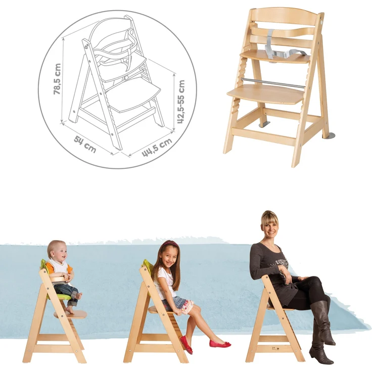 roba Treppenhochstuhl 'Born Up' - Set 2 in 1 - 'roba Style' grau - mit Liegefunktion - ab Geburt - Natur – Bild 8