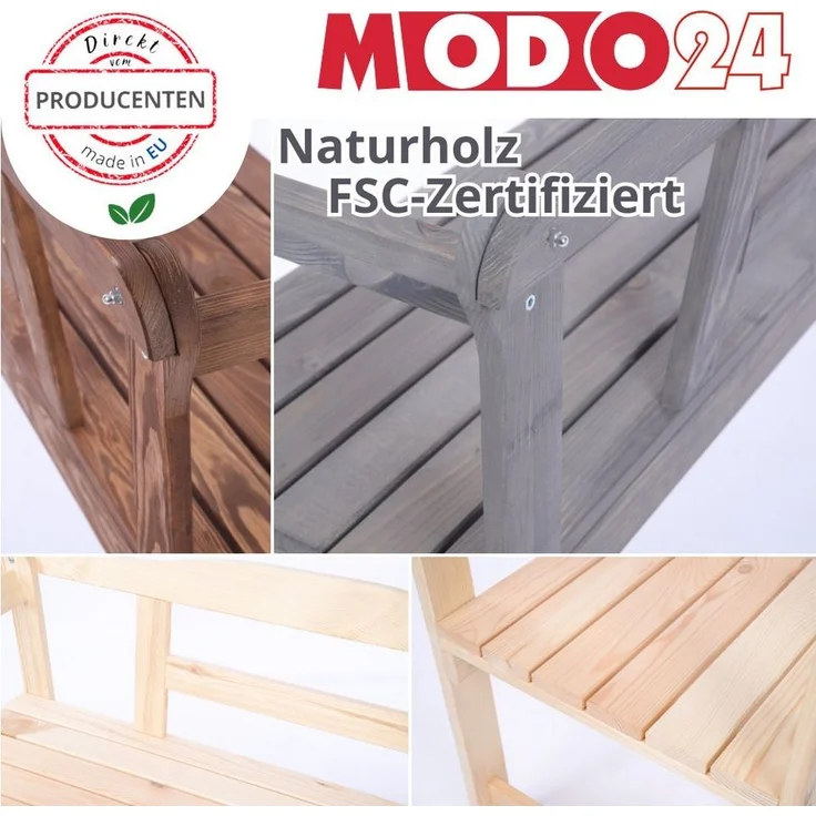 Modo24 Gartenbank LG01 Parkbank, Gartenmöbel, Sitzbank, Bank Friesenbank, Holzbank, Zweisitzer, In- & Outdoor, FSC-Holz Massiv 3 Farben – Bild 3