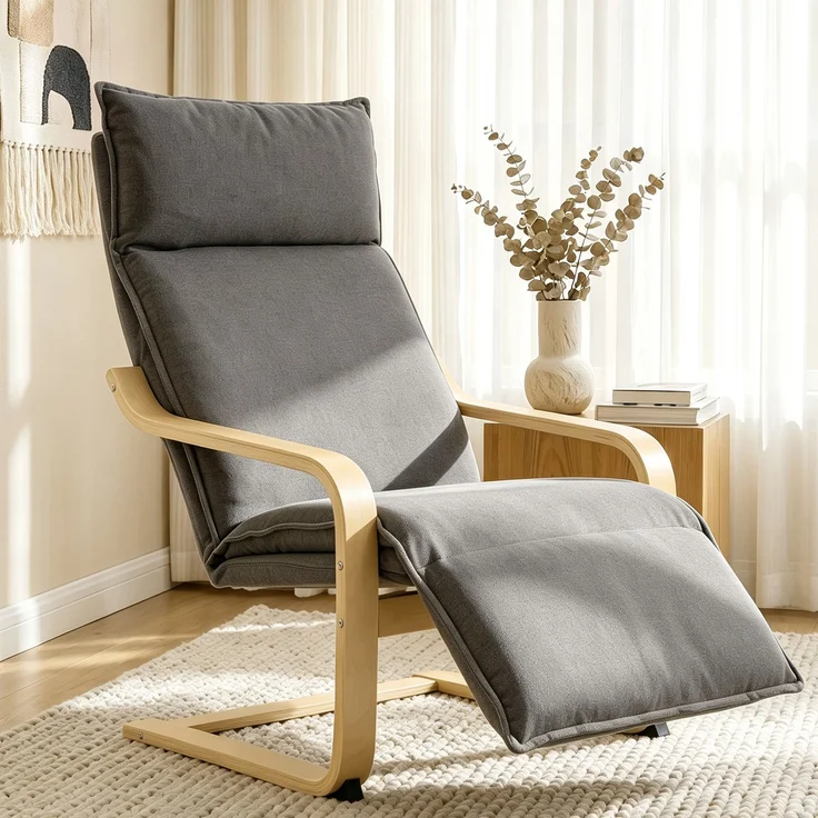 MELAYR, Loungesessel Wohnzimmer Sessel mit Fußstütze Moderner Dunkelgrau, 90 x 67 x 105 cm – Bild 3