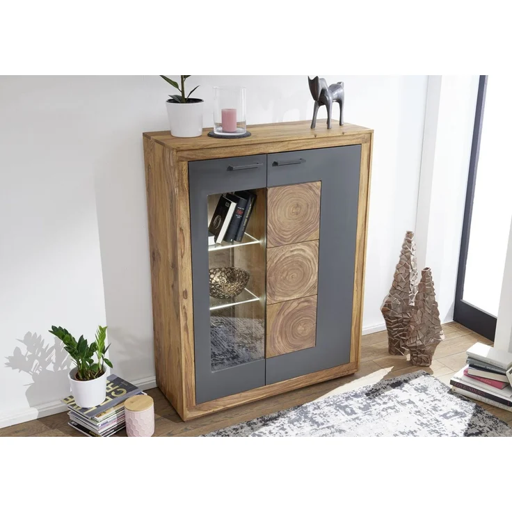 Highboard Sheesham 103 x 40 x 135 gebeizt TURIN #03 – Bild 2