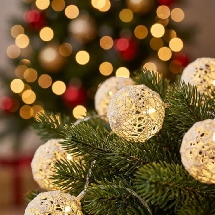 Provance Lichterkette LED Lichterkette Weiß mit 10 Großen Kugeln Innen – Bild 4