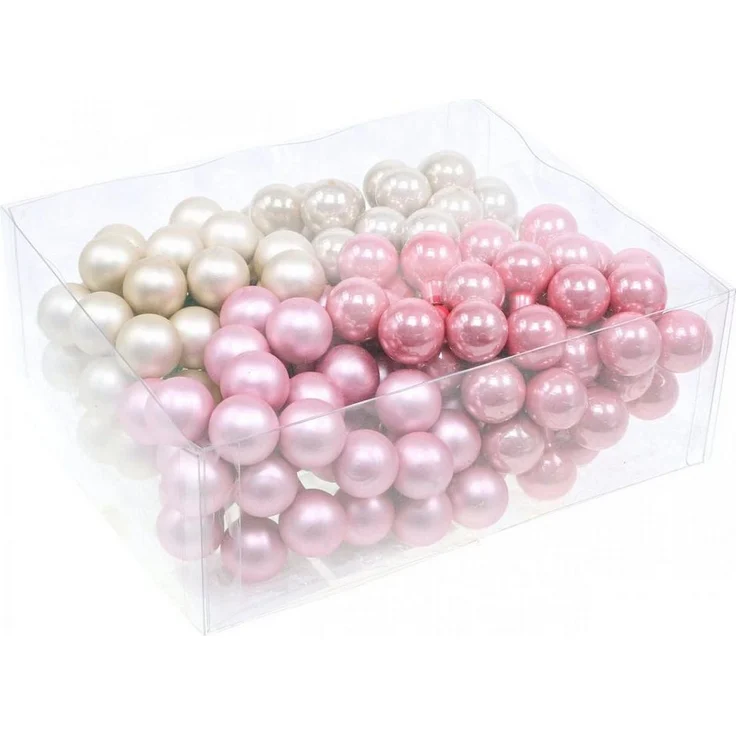Viana Weihnachtsbaumkugel Mini Weihnachtskugeln am Draht 20mm in Rosa und Champagner, 140 Stück – Bild 2