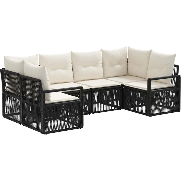 vidaXL Gartensofa-set 6 stk. 6-Sitzer Schwarz Poly-Rattan 3435808