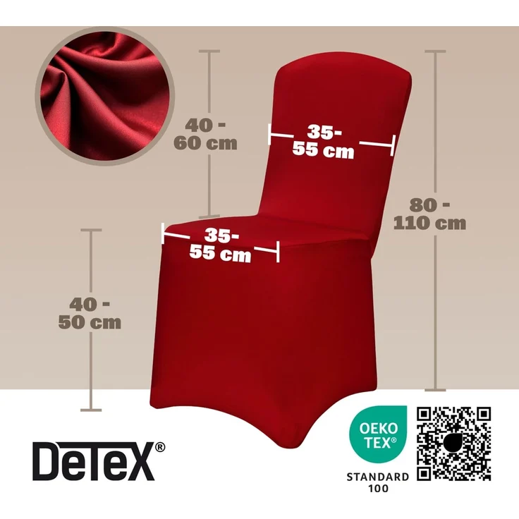 DETEX® 10er Set Stuhlhussen Stuhlbezug Stretch Bordeaux Rot Weihnachten – Bild 3