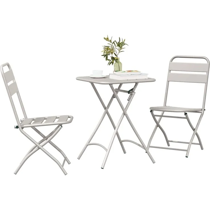 vidaXL Bistrogarnitur 3 pcs Beige Stahl 42002953 – Bild 2