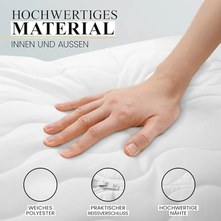 Gentle North Microfaserkissen Hochwertige Kopfkissen in Hotelqualität verschiedene Größen, Füllung: 100% Polyester, Seitschläfer, Rückenschläfer, Seitenschläfer, Bauchschläfer, 1- oder 2-tlg, Reißverschluss für Füllung, waschbar, Made in EU, allergiker... – Bild 5