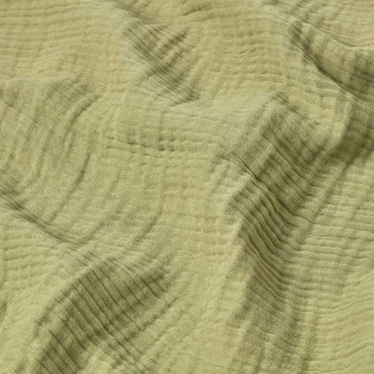 Plaid Musselin-Decke salbei mit Quasten, 127 x 180 cm – 100 % Baumwolle, Homescapes – Bild 2