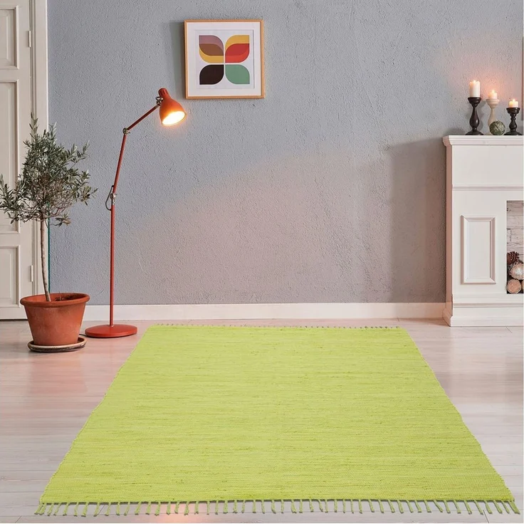 THEKO Teppich Happy Cotton Fleckerl, handgewebt, rechteckig, Höhe: 5 mm, Flachgewebe, reine Baumwolle, meliert, mit Fransen, auch als Läufer – Bild 1