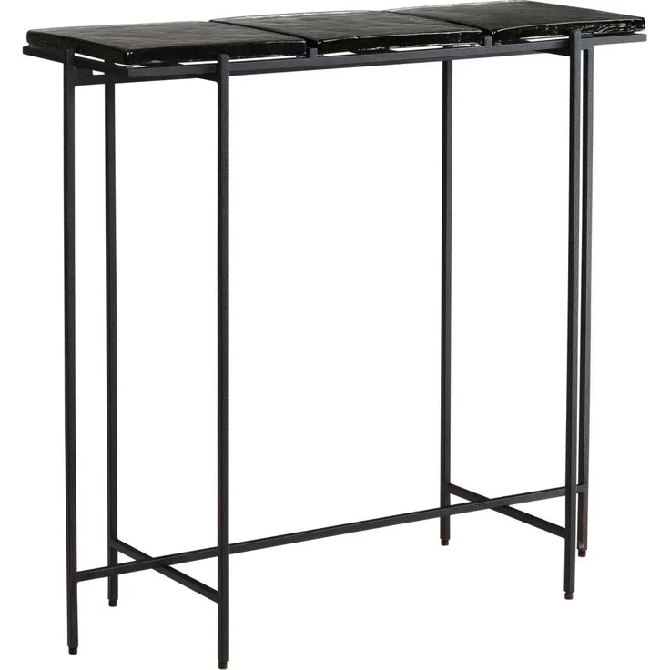 Konsolentisch Schwarz Glas Metallgestell 90x29x85cm Modern Flur Ablagetisch