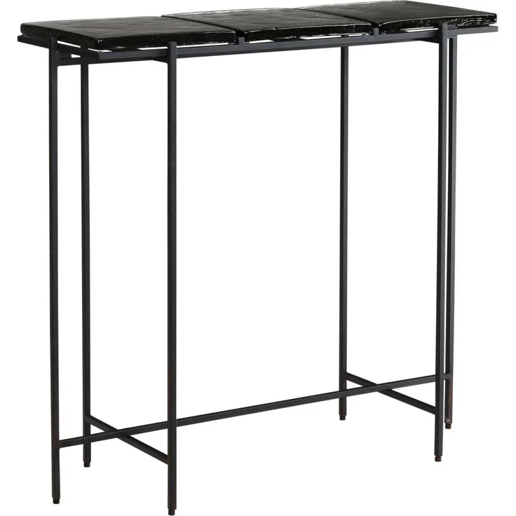 Konsolentisch Schwarz Glas Metallgestell 90x29x85cm Modern Flur Ablagetisch