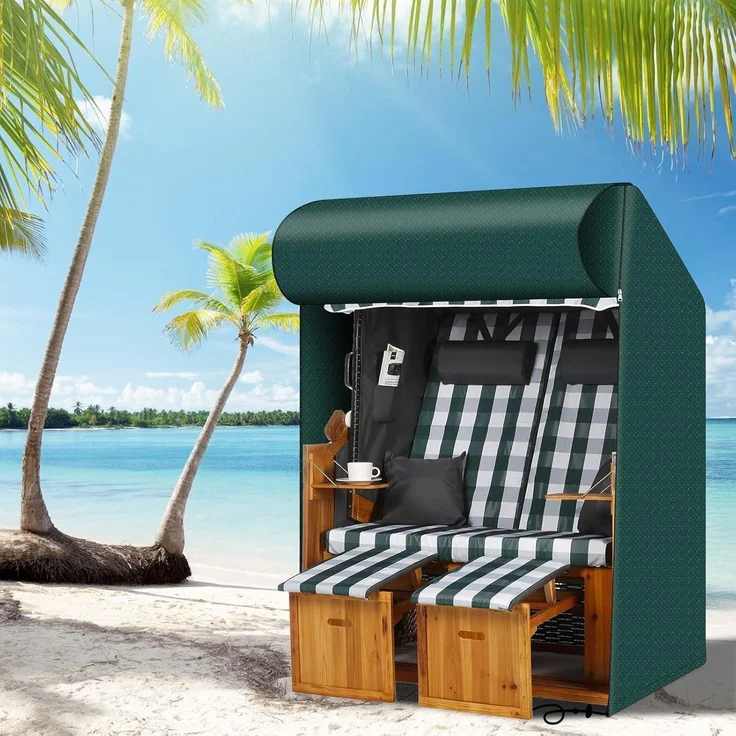 Strandkorb Schutzhülle 135x105x175 140cm Polyethylene Grün – Bild 7