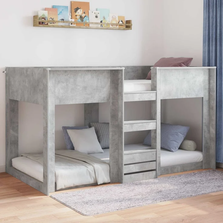 vidaXL Bodenbettrahmen, Holz Beton Grau, 86,5x190 cm – Bild 4