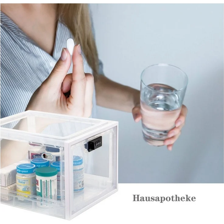 Zedelmaier Aufbewahrungsbox Aufbewahrungsbox abschließbar, faltbar für Medikamente und mehr (1 St, STOS1), stapelbar, für Handys, Süßigkeiten, Snack, Persönlicher Safe – Bild 3
