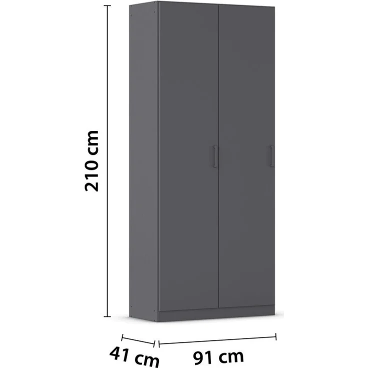 rauch Allrounder, Garderobenschrank, Mehrzweckschrank, 2-türig, mit 4 Einlegeböden, Farbe Grau metallic, BxHxT 91x210x41cm – Bild 4