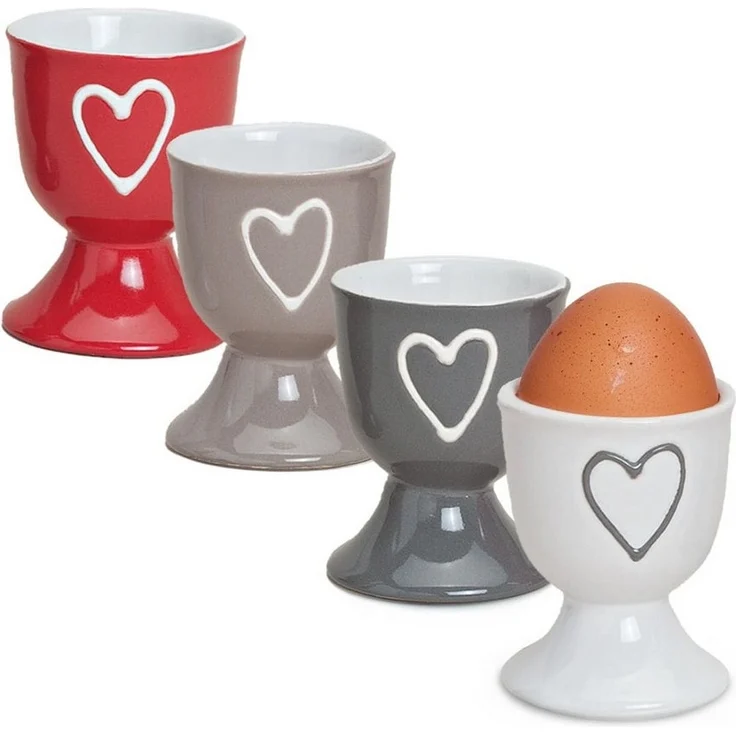 matches21 HOME & HOBBY Eierbecher, (4-tlg), Runde Keramik Ei-Halter als lustige Frühstücks-Eier Tisch-Deko – Bild 4