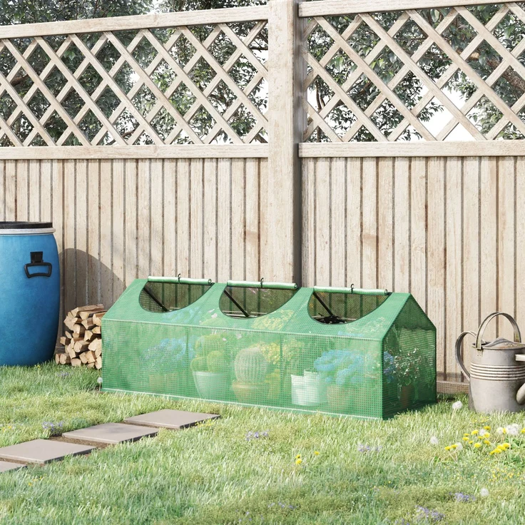 MELAYR, Gewächshaus mit aufrollbaren Fenstern, wetterbeständig, 180 cm x 60 cm x 60 cm, Grün, Dunkelgrün – Bild 4