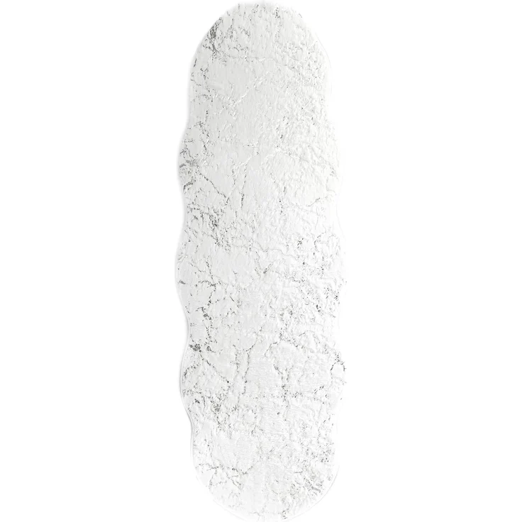 Trendmax Badematte mit Marmormotiv Rutschfest Waschbar mit wellige Umrandung Weiß/Silber – Bild 1