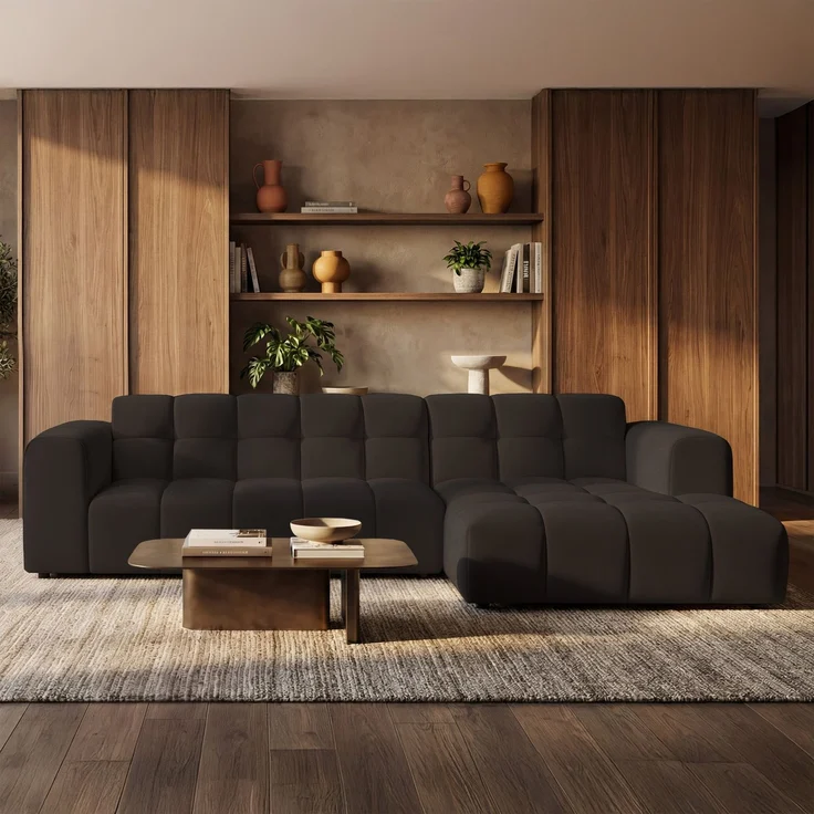 Selsey 'Boloon' Ecksofa L-Form, 3-Sitzer, rechts, Samt Braun, 300 cm – Bild 2