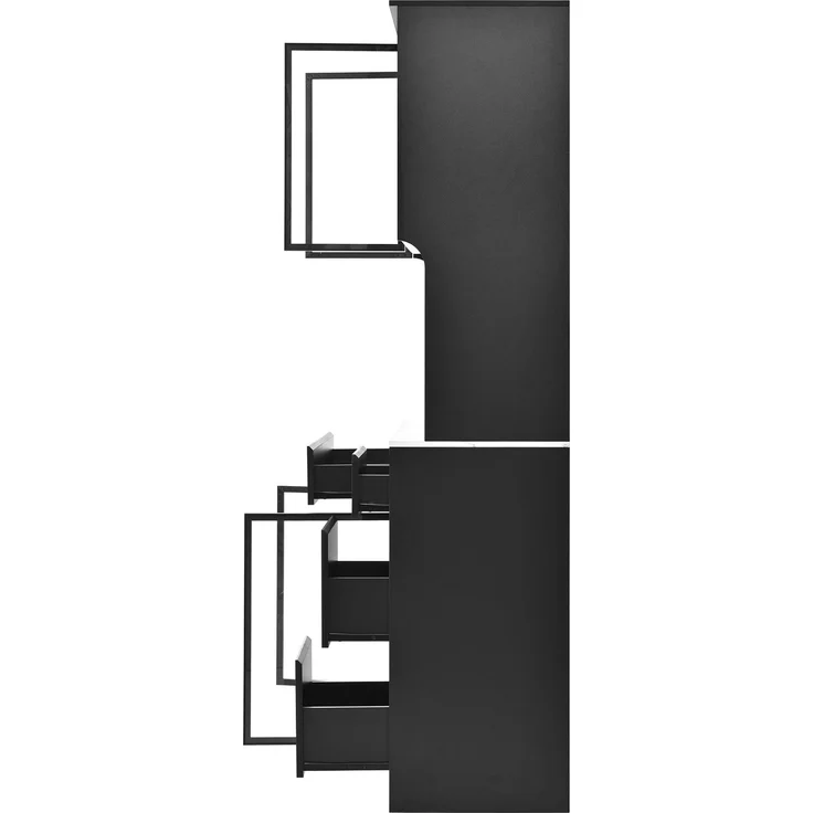 ZUBALIYA Vitrine, mit Schubladen, mit Stauraum, mit LED-Beleuchtung, H 180 × T 40 × B 120 cm, Schwarz / Weiß, MDF – Bild 15