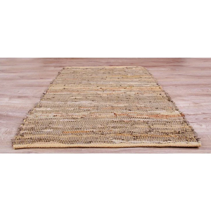Flickenteppiche Leder 70x180cm beige – Bild 2