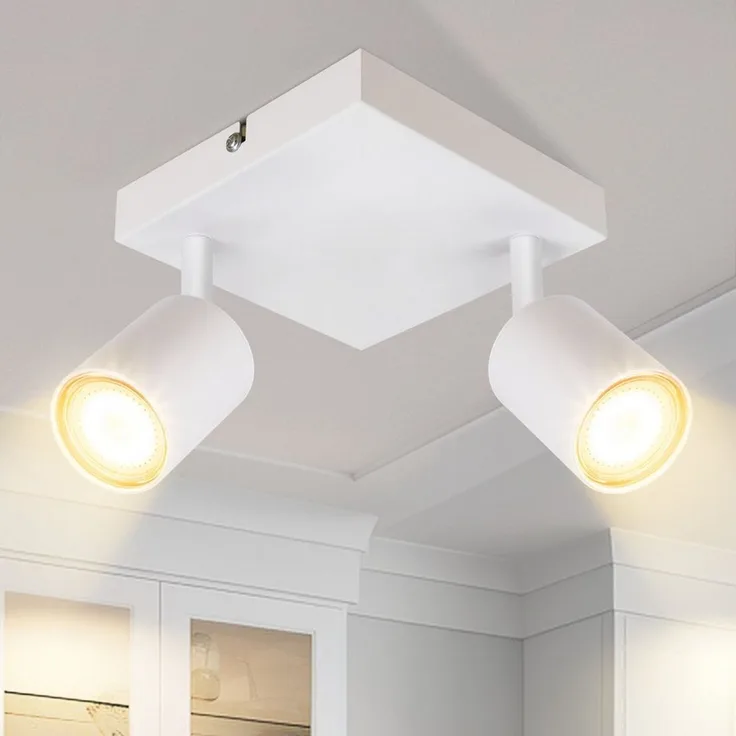 Nettlife Deckenstrahler Schwarz GU10 Modern Wohnzimmer 2 Flammig Schwenkbar Deckenlampe, Schwenkbar, LED wechselbar, Rund Flur Deckenspot Innen Spot für Schlafzimmer Küche