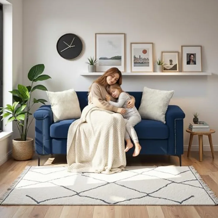 Ball & Cast 2 Sitzer Sofa mit Metallbeinen, Jugendsofa mit Klassischer Nietenverzierung, Elegant Skandinavischer Stil für Wohnzimmer, 172 x 81.5 x 73.5 cm (BxHxT), Blau