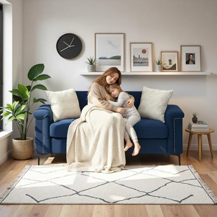 Ball & Cast 2 Sitzer Sofa mit Metallbeinen, Jugendsofa mit Klassischer Nietenverzierung, Elegant Skandinavischer Stil für Wohnzimmer, 172 x 81.5 x 73.5 cm (BxHxT), Blau – Bild 1