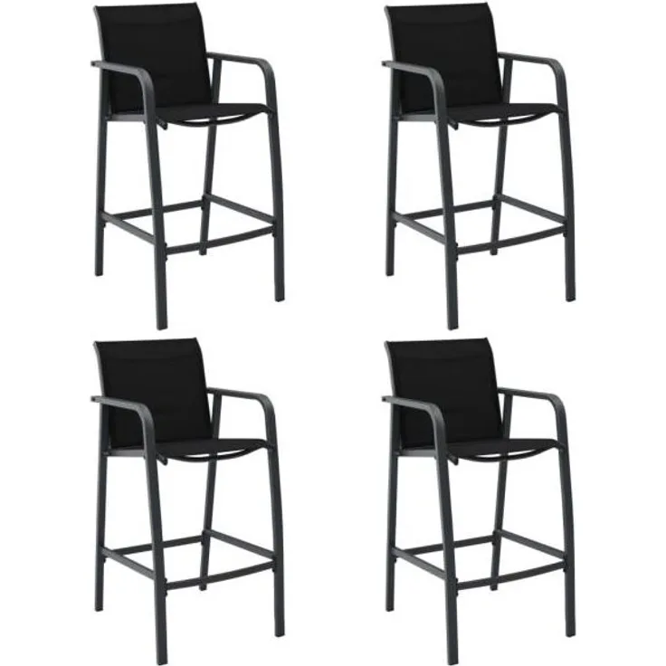 vidaXL Garten-Barstühle 4 Stk. Schwarz Textilene 48117
