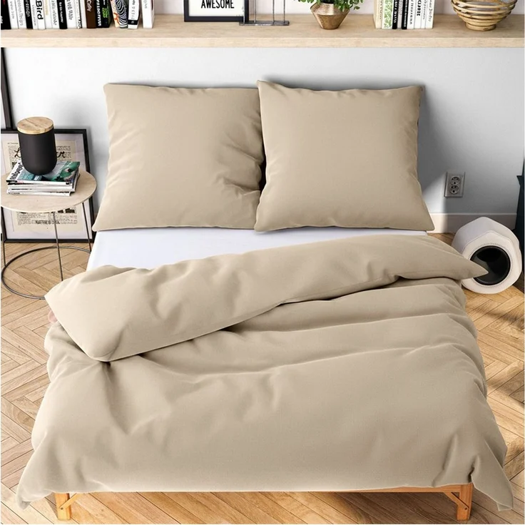 Wolkenfeld Winter Bettwäsche 220x240 cm 3teilig – Beige - kuschlig weich & bügelfrei – Mikrofaser Bettwäsche-Sets 1x Bettbezug 240x240 + 2X Kissenbezug 80x80 – Bild 1