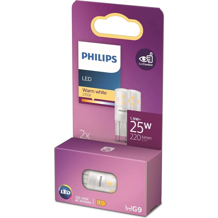 Philips LED Standard Brenner, Ersatz für 25W Halogen, G9 Sockel, warmweißes Licht 2700K, 2er Pack, neue Generation – Bild 1