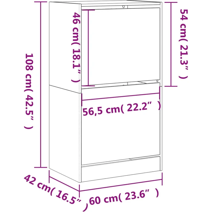 vidaXL Schuhschrank mit 2 Klappen Räuchereiche 60x42x108 cm 3214389 – Bild 9