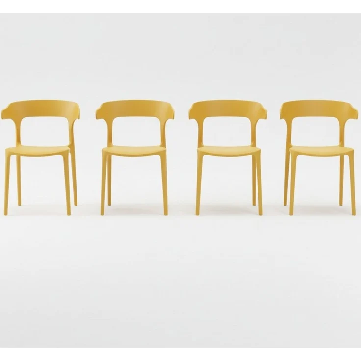 Lüllmann Besucherstuhl 4er Set Designerstuhl aus Polypropylen, mit Armlehnen gelb (Spar-Set, 4 St), Designerstuhl aus Kunststoff, robust, pflegeleicht – Bild 1