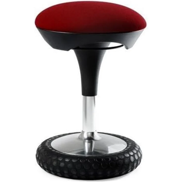 Topstar Sitness 20, ergonomischer Sitzhocker, Arbeitshocker, Bürohocker mit Schwingeffekt, Sitzhöhenverstellung, Bezug bordeaux rot – Bild 2