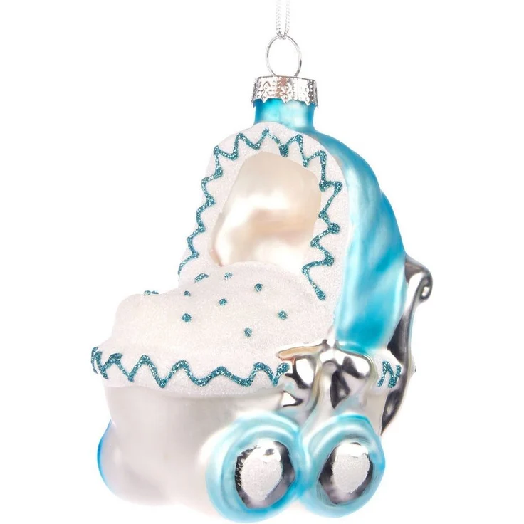 BRUBAKER Weihnachtsbaumkugel Kinderwagen - Baby Weihnachtskugel aus Glas - Handbemalte Figur (1 St), Kinder Christbaumschmuck für Jungen und Mädchen - Christbaumkugel – Bild 5