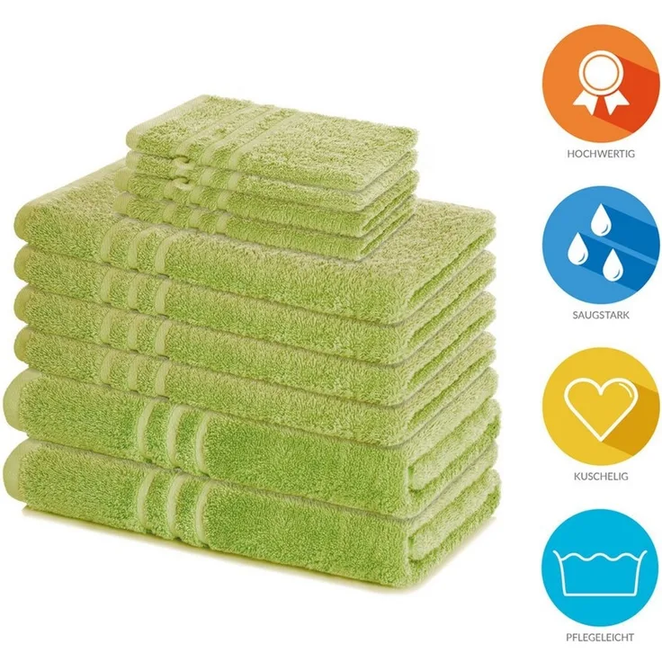 Lavea Handtuch Set Elena, Duschtücher, Handtücher, Gästetücher, Waschhandschuhe, 100% Baumwolle (Set, 10-St), Frottierserie, weich & saugstark, pflegeleicht, 500 g/m² Frottier