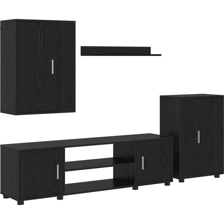 vidaXL TV-Schrankset 140 x 40 x 33 cm Schwarz Eichen-Optik 3397897 – Bild 2