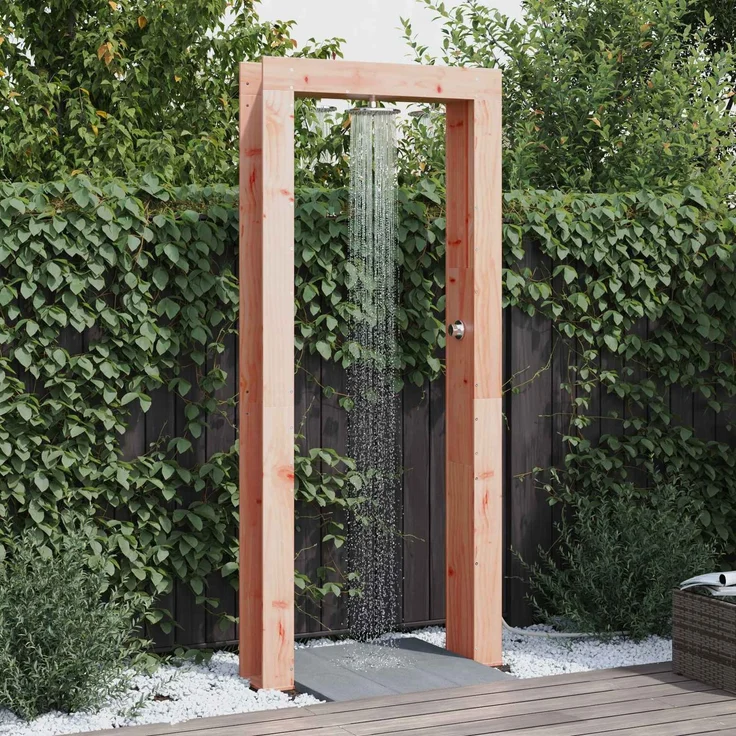 vidaXL Gartendusche 226 cm Massives Douglasholz und Edelstahl Natur 886338 – Bild 1