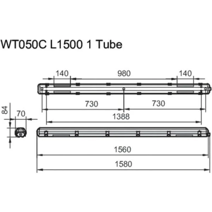 Signify Feuchtraumleuchte f. 1 LED-Tube WT050C 1xTLED L1500 – Bild 3