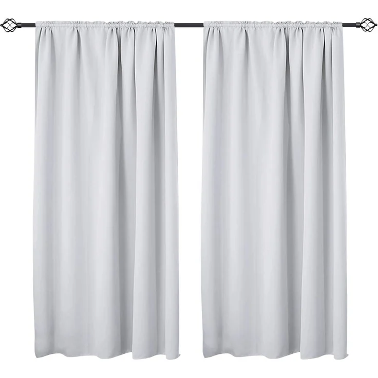 Woltu Gardine (2 St), Kräuselband für Schiene, Thermo-/Verdunklungsvorhang – Bild 1