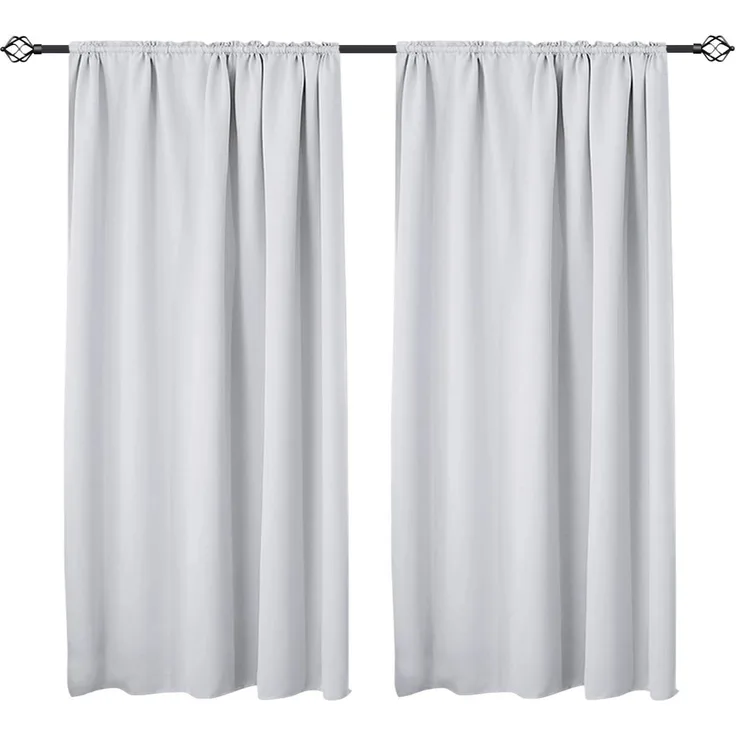 Woltu Gardine (2 St), Kräuselband für Schiene, Thermo-/Verdunklungsvorhang
