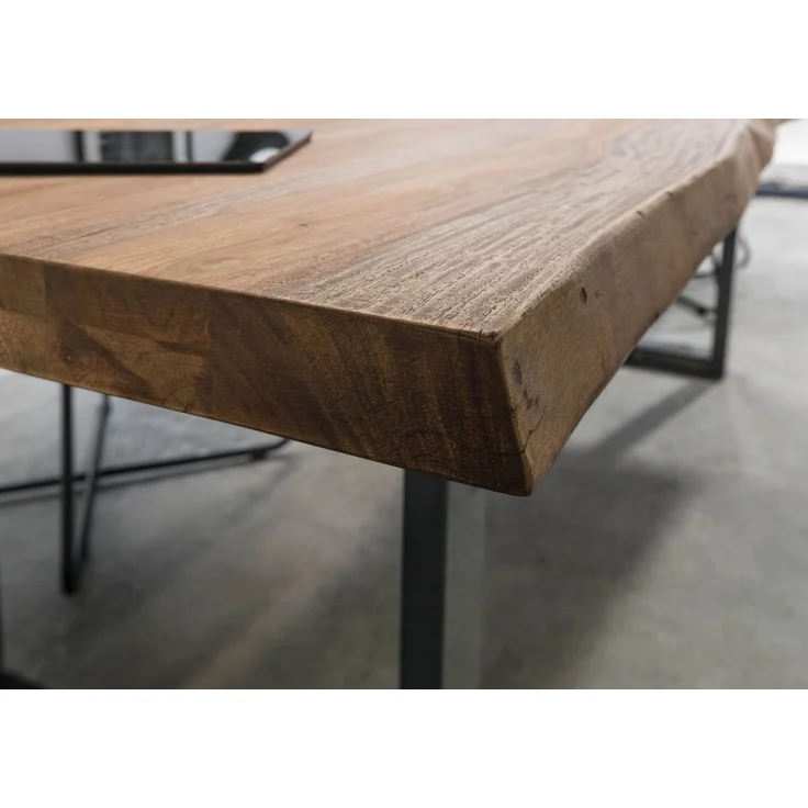 Baumtisch Sheesham 180x90x77 grau gebeizt / U-Beine anthrazit glänzend FREEFORM 5 – Bild 6