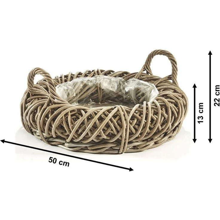 Kobolo Pflanzkübel Pflanzschale aus Rattan in Kubu grey mit Folie – Bild 2