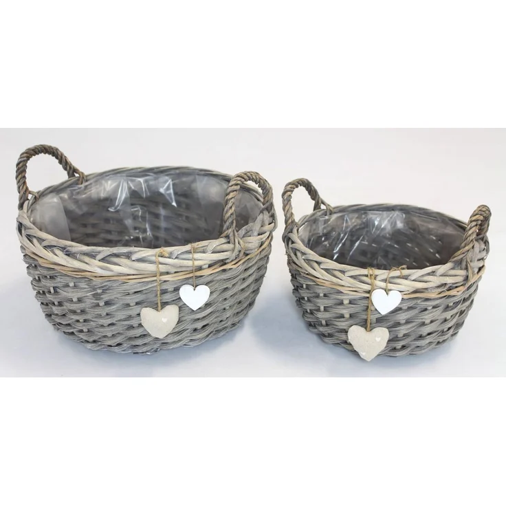 2er Set Pflanzkorb Blumenkorb Blumentopf Pflanzentopf Korb Übertopf Blumenkübel – Bild 5